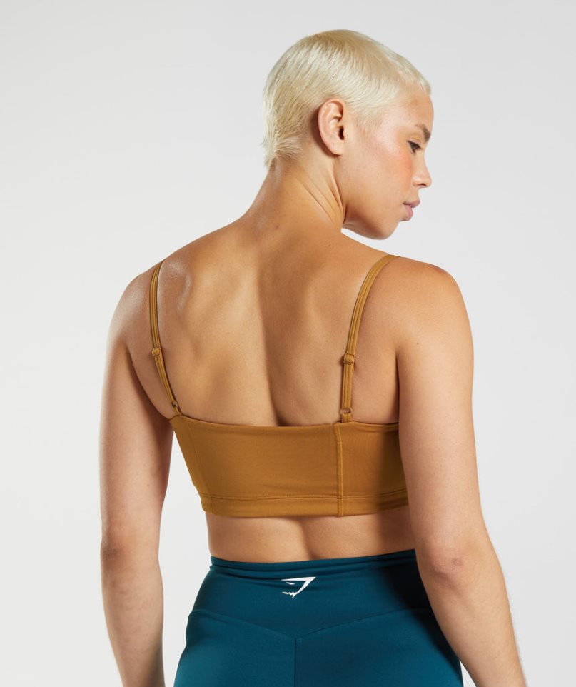 Staniki Sportowe Gymshark Bandeau Damskie Brązowe | PL 871VQY